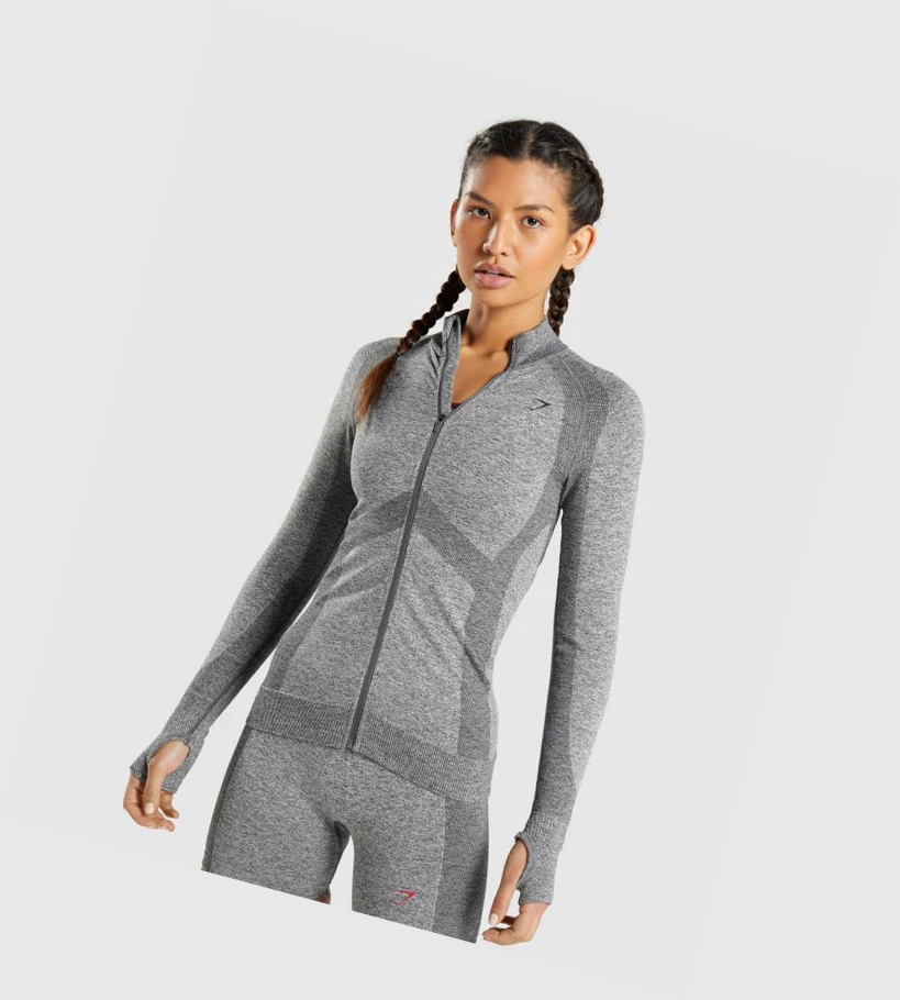 Gymshark Flex Zip Through Jacket Klær Dame Grå | CMKEPG968