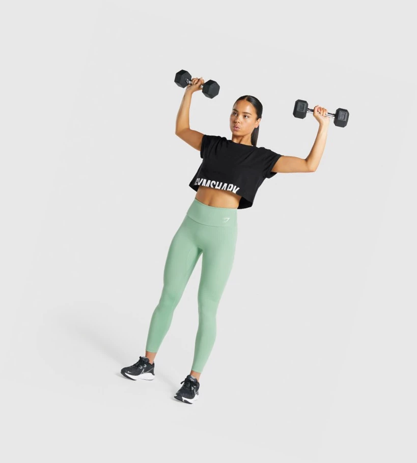 Gymshark Fraction Crop Top Gensere Dame Svarte | EZTCPK140