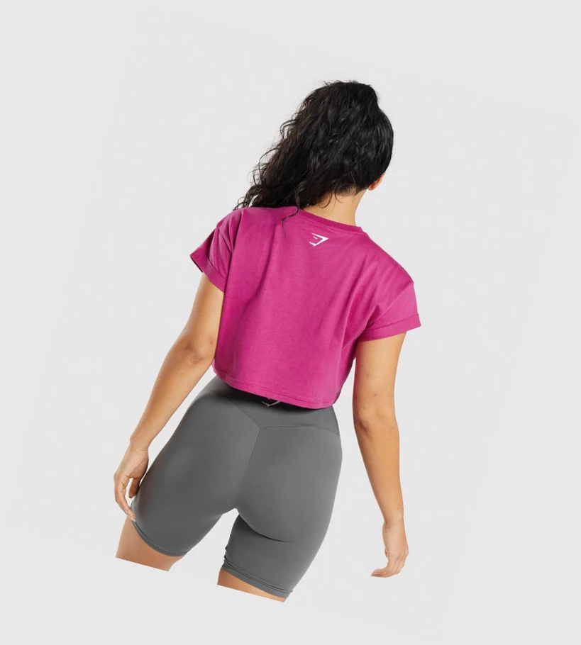 Gymshark Fraction Crop Top Gensere Dame Rosa | LMFSOH179