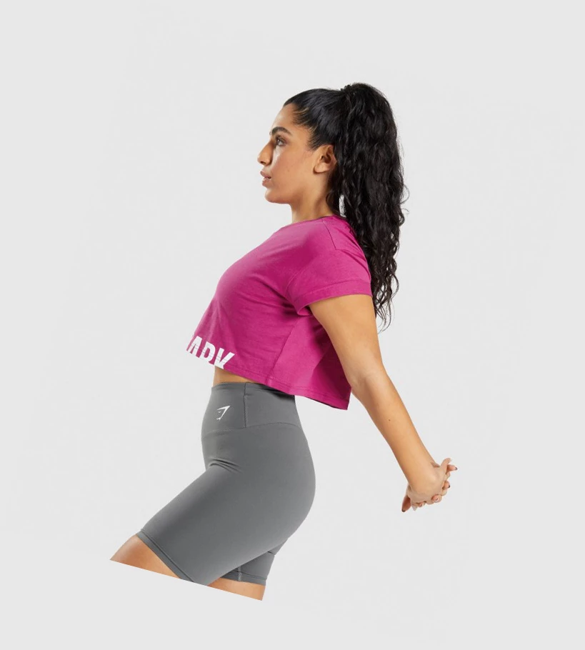 Gymshark Fraction Crop Top Gensere Dame Rosa | LMFSOH179