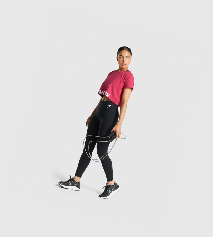 Gymshark Fraction Crop Top Gensere Dame Rosa | MXWAGE803