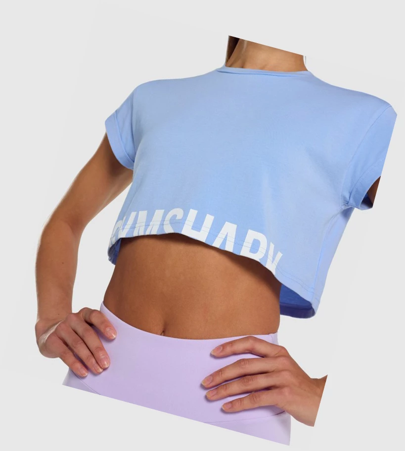 Gymshark Fraction Crop Top Gensere Dame Lyse Blå | OMTEBI678