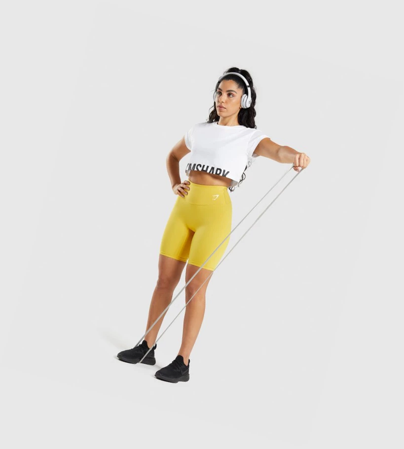 Gymshark Fraction Crop Top Gensere Dame Hvite | PWQACL927