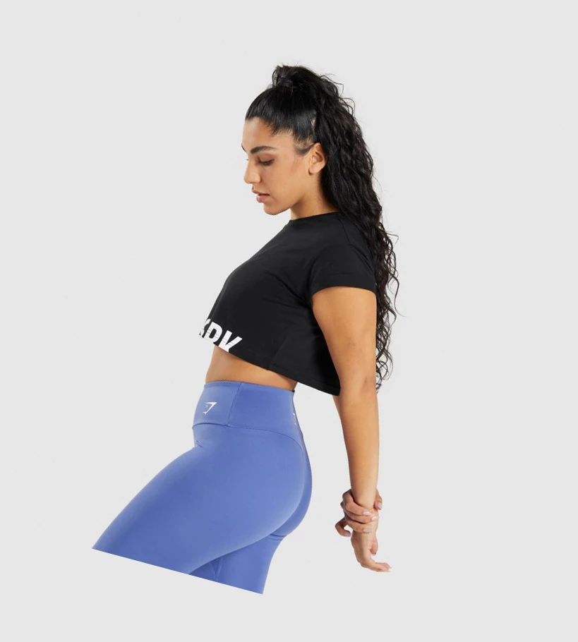 Gymshark Fraction Crop Top Gensere Dame Svarte | UXAIBO621