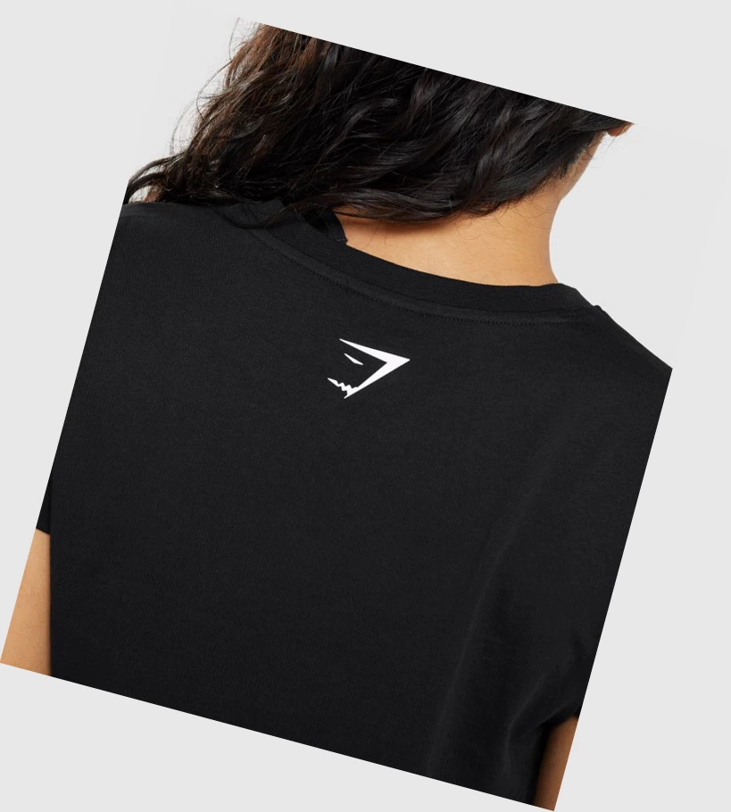 Gymshark Fraction Crop Top Gensere Dame Svarte | UXAIBO621