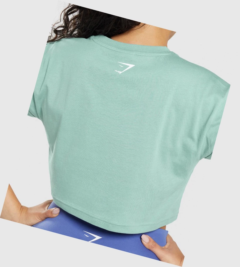 Gymshark Fraction Crop Top Gensere Dame Blå | YKNBTR743