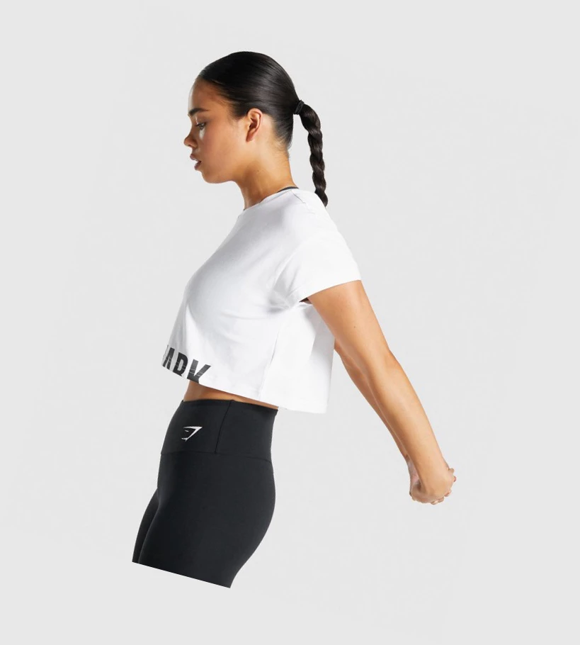 Gymshark Fraction Crop Top T-skjorte Dame Hvite | KBIDVP487