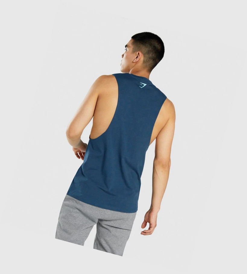 Gymshark GSLC Collegiate Drop Arm Singlet Herre Marineblå | CGWBVQ376