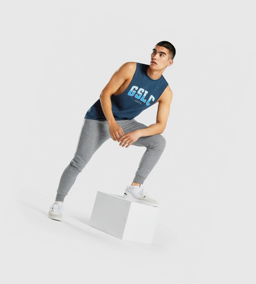 Gymshark GSLC Collegiate Drop Arm Singlet Herre Marineblå | CGWBVQ376