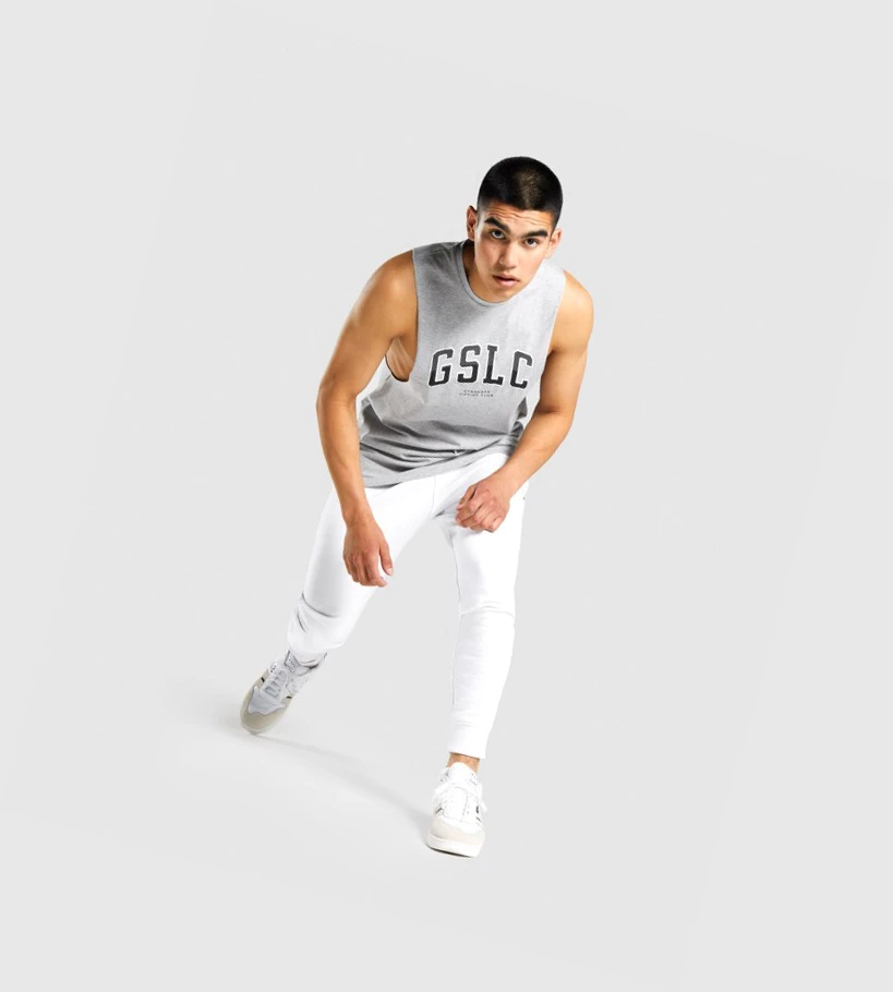 Gymshark GSLC Collegiate Drop Arm Singlet Herre Lyse Grå | JVYHDE781