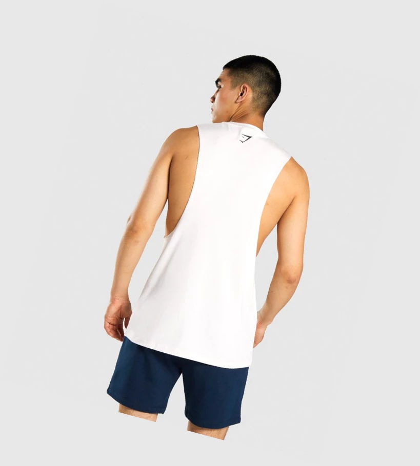 Gymshark GSLC Collegiate Drop Arm Singlet Herre Pisket Krem | SPOFJA682