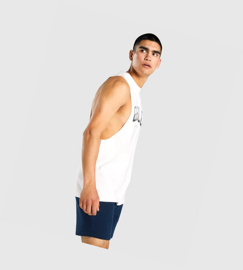 Gymshark GSLC Collegiate Drop Arm Singlet Herre Pisket Krem | SPOFJA682