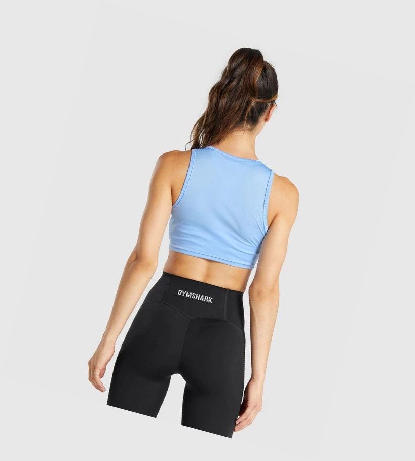 Gymshark GS Power Crop Top Gensere Dame Blå | HOFZKR721