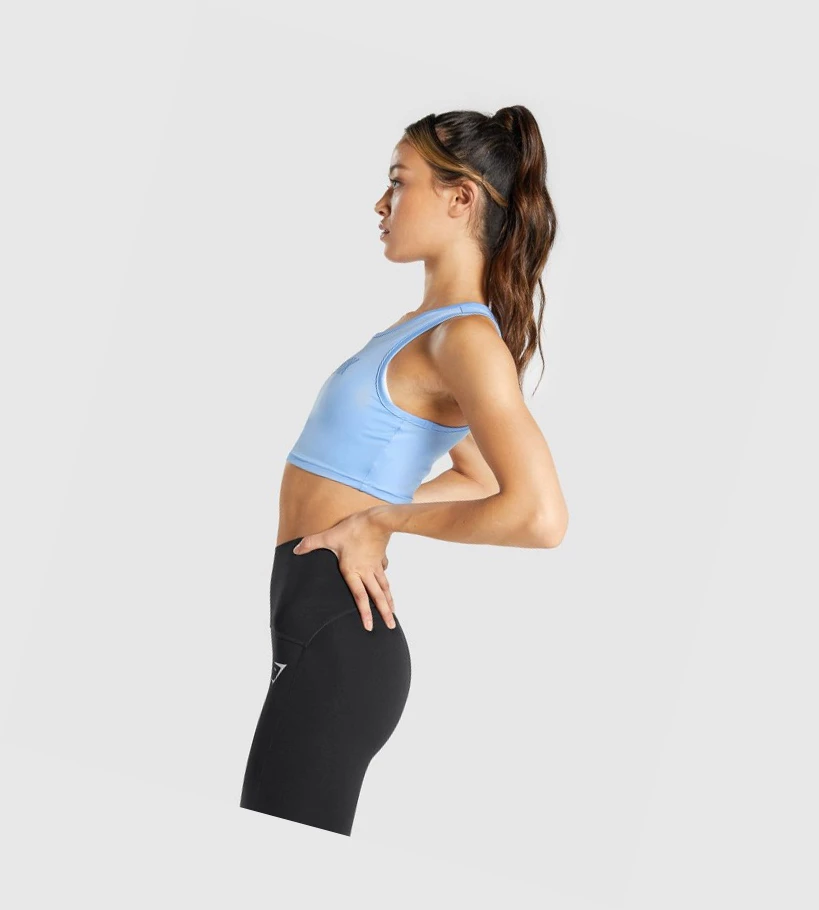 Gymshark GS Power Crop Top Gensere Dame Blå | HOFZKR721