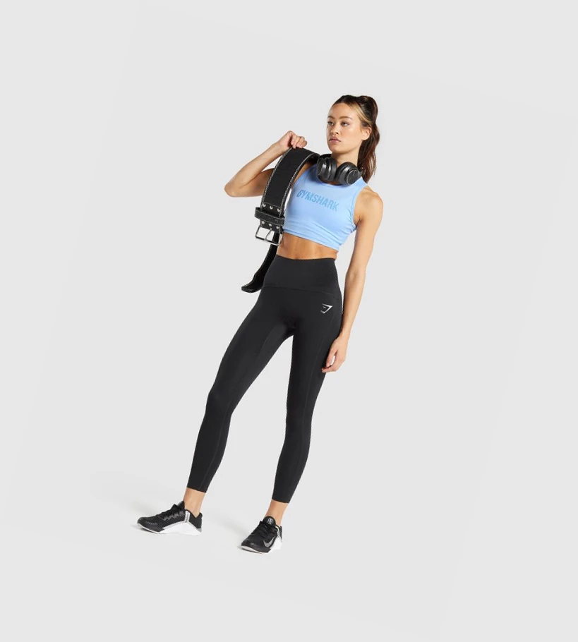 Gymshark GS Power Crop Top Gensere Dame Blå | HOFZKR721