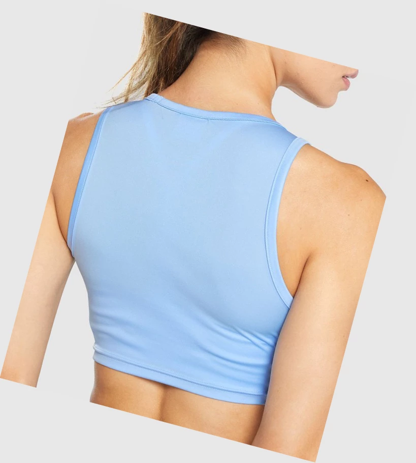 Gymshark GS Power Crop Top Gensere Dame Blå | HOFZKR721