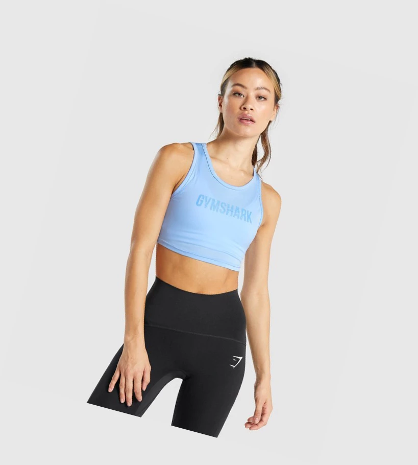 Gymshark GS Power Crop Top Gensere Dame Blå | HOFZKR721