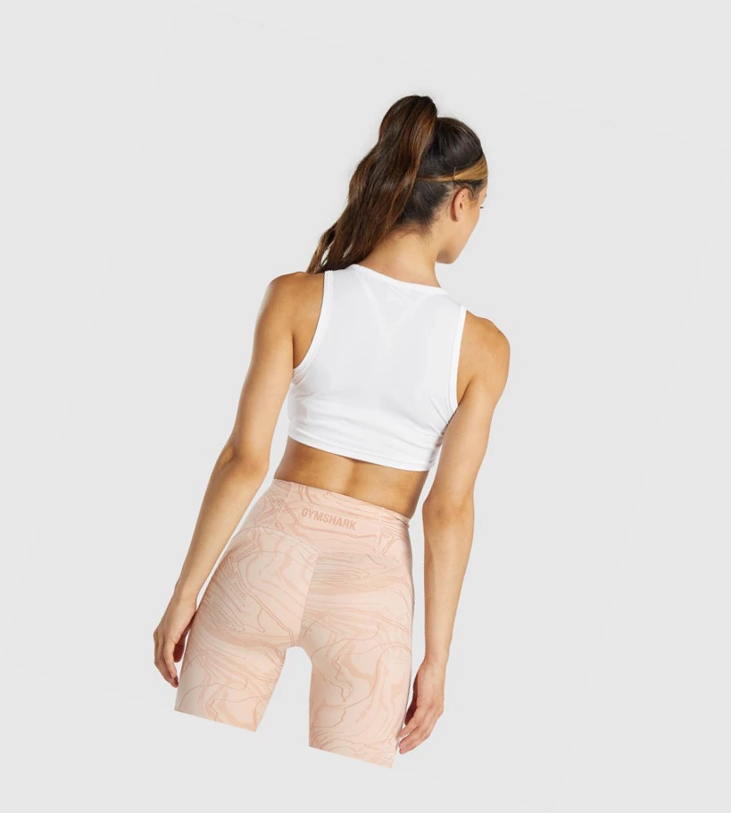 Gymshark GS Power Crop Top Gensere Dame Hvite | RTAHQI510