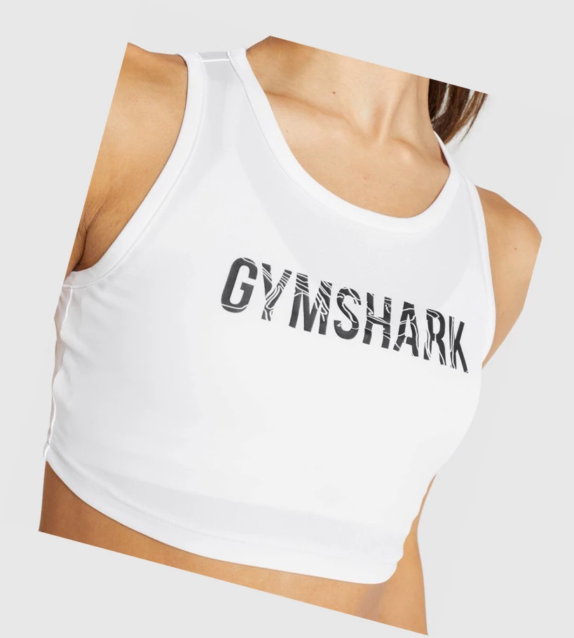 Gymshark GS Power Crop Top Gensere Dame Hvite | RTAHQI510