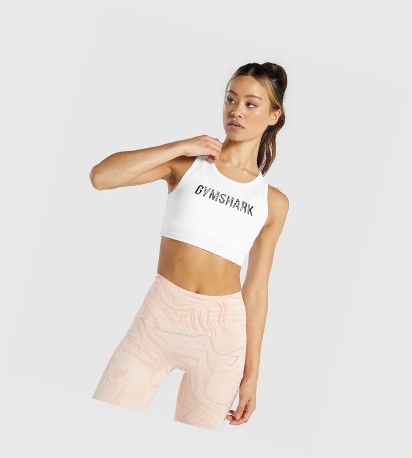 Gymshark GS Power Crop Top Gensere Dame Hvite | RTAHQI510