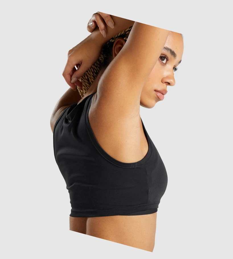 Gymshark GS Power Crop Top Gensere Dame Svarte | XRETZW725