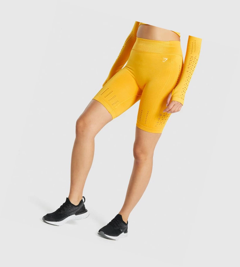 Gymshark Glow Seamless Shorts Dame Gul | YXPGQF780