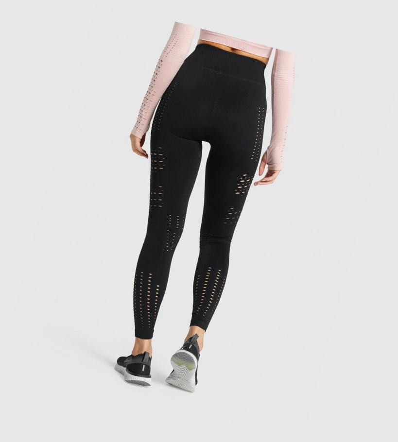 Gymshark Glow Seamless Tights High Waisted Leggings Dame Svarte | FHEZOD791