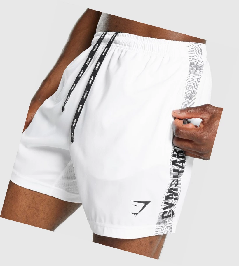 Gymshark Grafiske Sports Shorts Herre Hvite | QMNUDL234