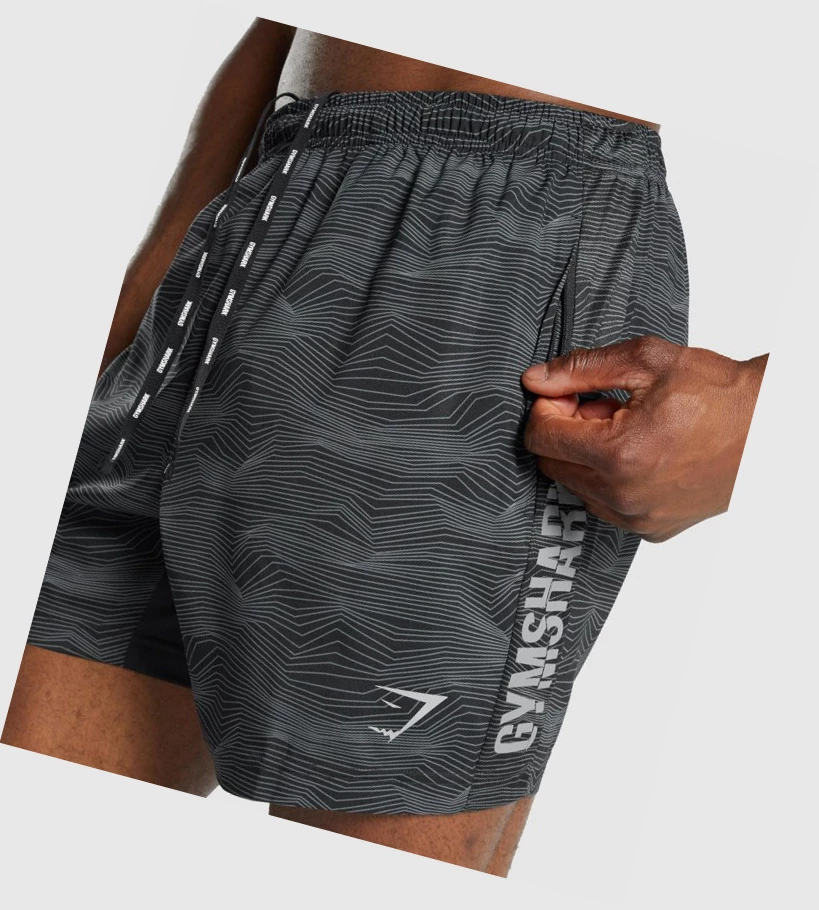 Gymshark Grafiske Sports Shorts Herre Svarte | VYZKSM068