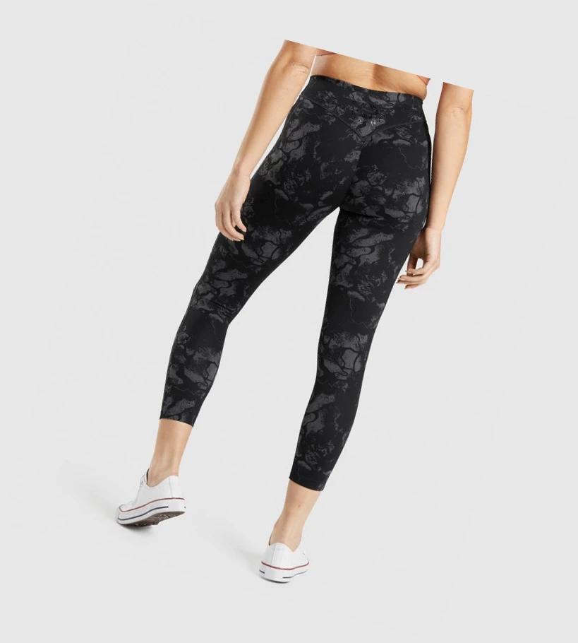 Gymshark KK Fit 7/8 High Waisted Leggings Dame Svarte Camouflage | JHRNPX598