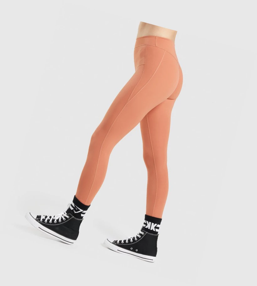 Gymshark KK Fit 7/8 High Waisted Leggings Dame Oransje | ZXEQKT405