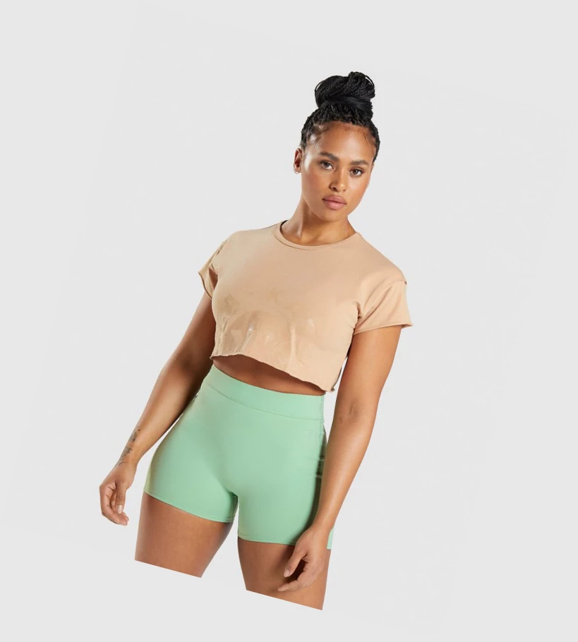 Gymshark KK Fit Raw Crop Top Gensere Dame Lyse Gul | VJINEZ547