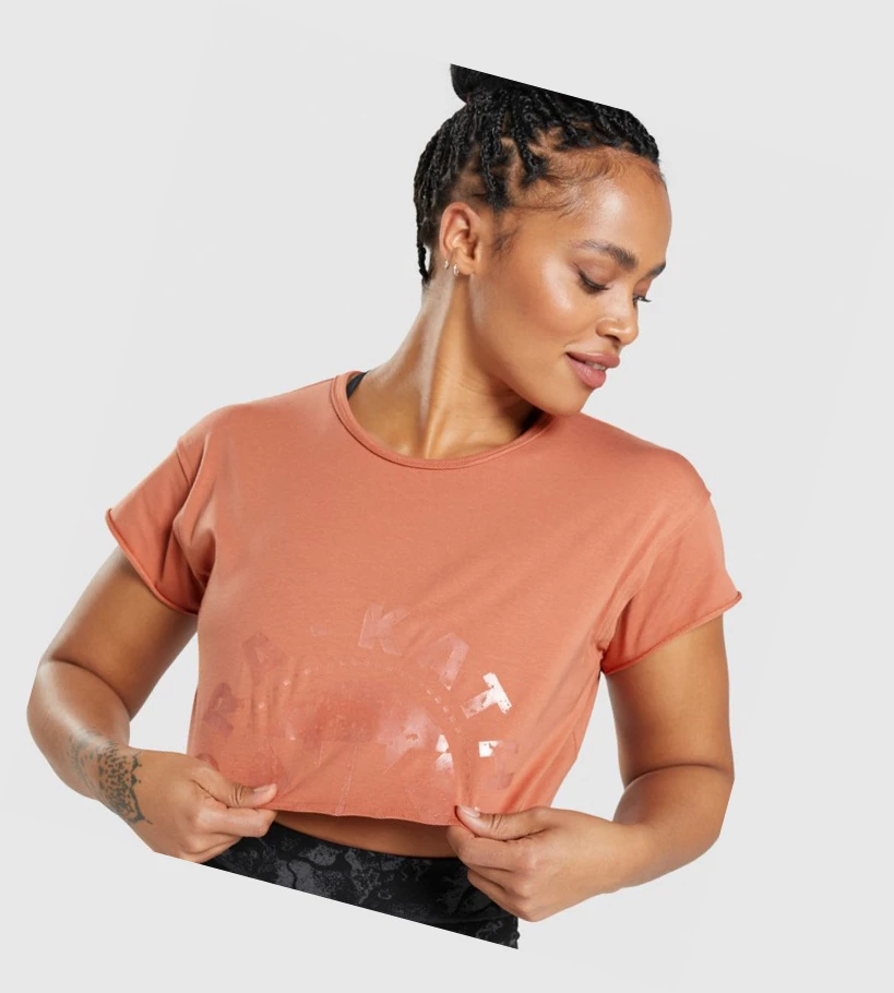 Gymshark KK Fit Raw Crop Top Gensere Dame Oransje | WEYNGU357