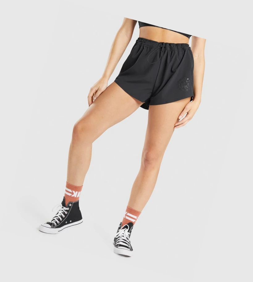 Gymshark KK Fit Woven Shorts Dame Svarte | XSLKDN805