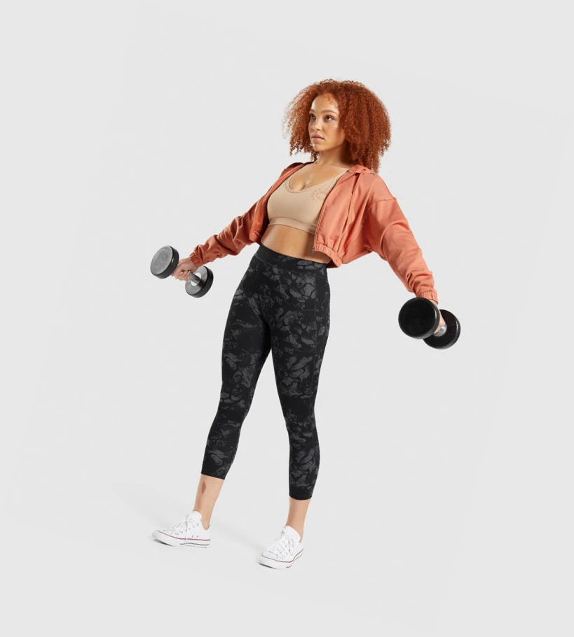 Gymshark KK Fit Zip-Up Cropped Klær Dame Oransje | GTPVHS138