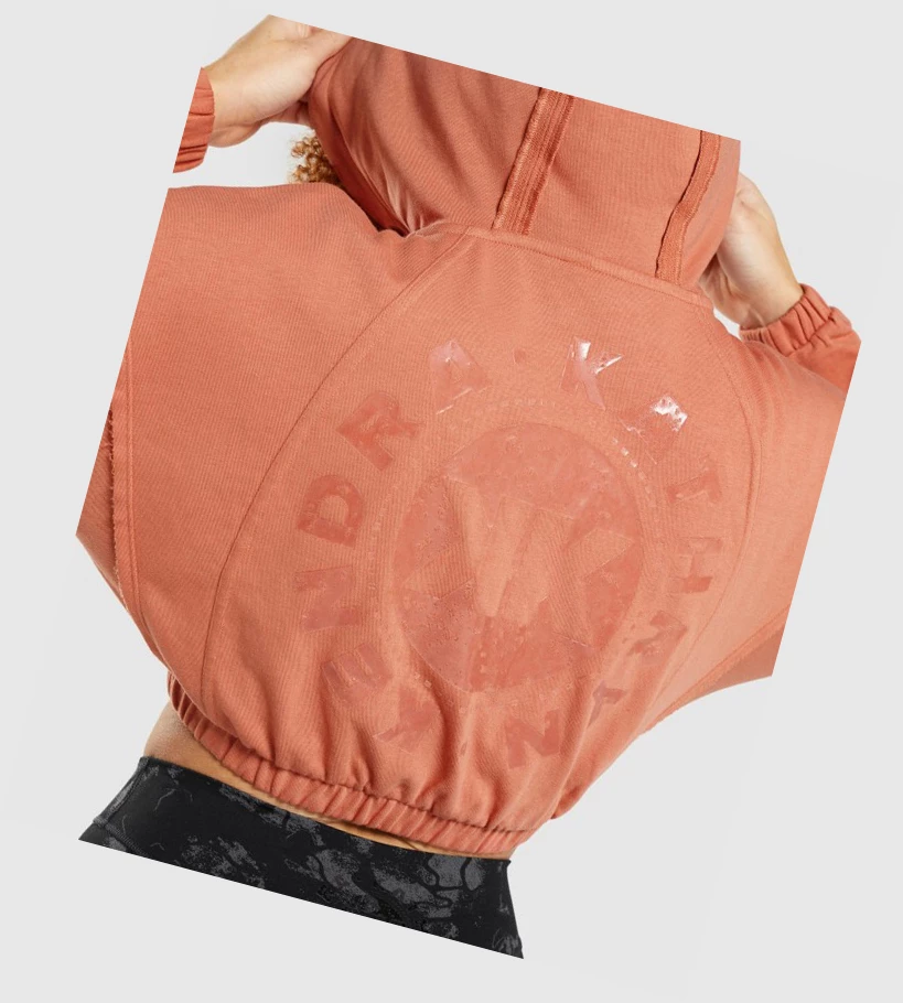 Gymshark KK Fit Zip-Up Cropped Klær Dame Oransje | GTPVHS138