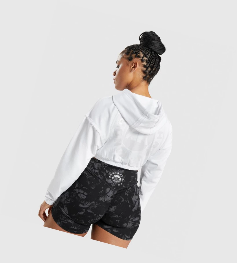 Gymshark KK Fit Zip-Up Cropped Klær Dame Hvite | WRFYGD675