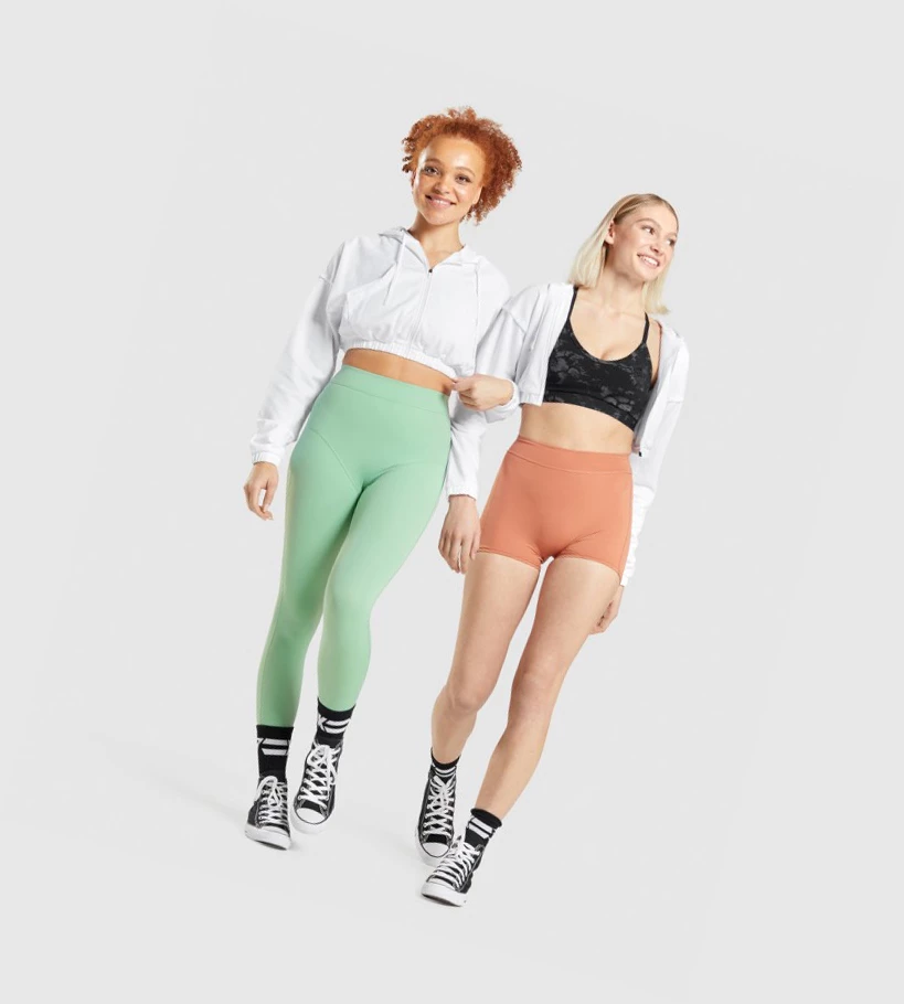 Gymshark KK Fit Zip-Up Cropped Klær Dame Hvite | WRFYGD675