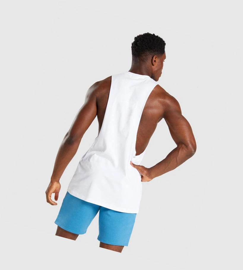 Gymshark Legacy Drop Arm Singlet Herre Hvite | NOEILX051