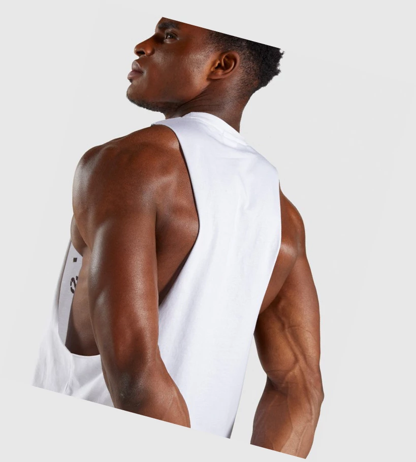 Gymshark Legacy Drop Arm Singlet Herre Hvite | NOEILX051