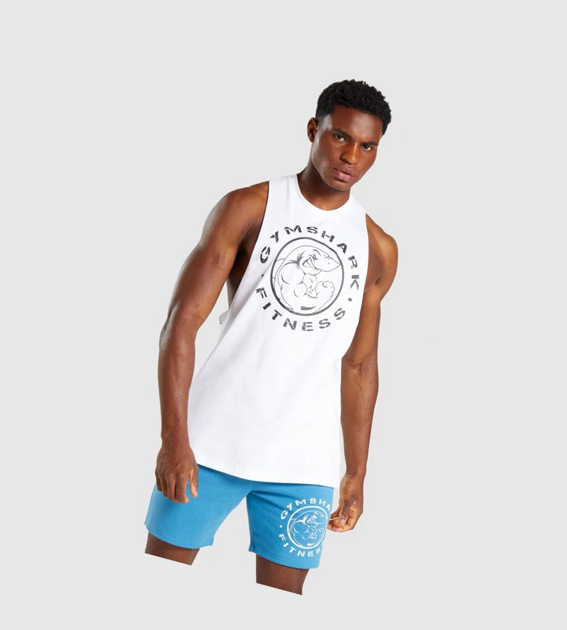 Gymshark Legacy Drop Arm Singlet Herre Hvite | NOEILX051