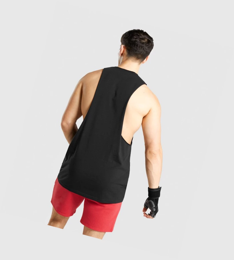 Gymshark Legacy Drop Arm Singlet Herre Svarte Hvite | UNKJIC526