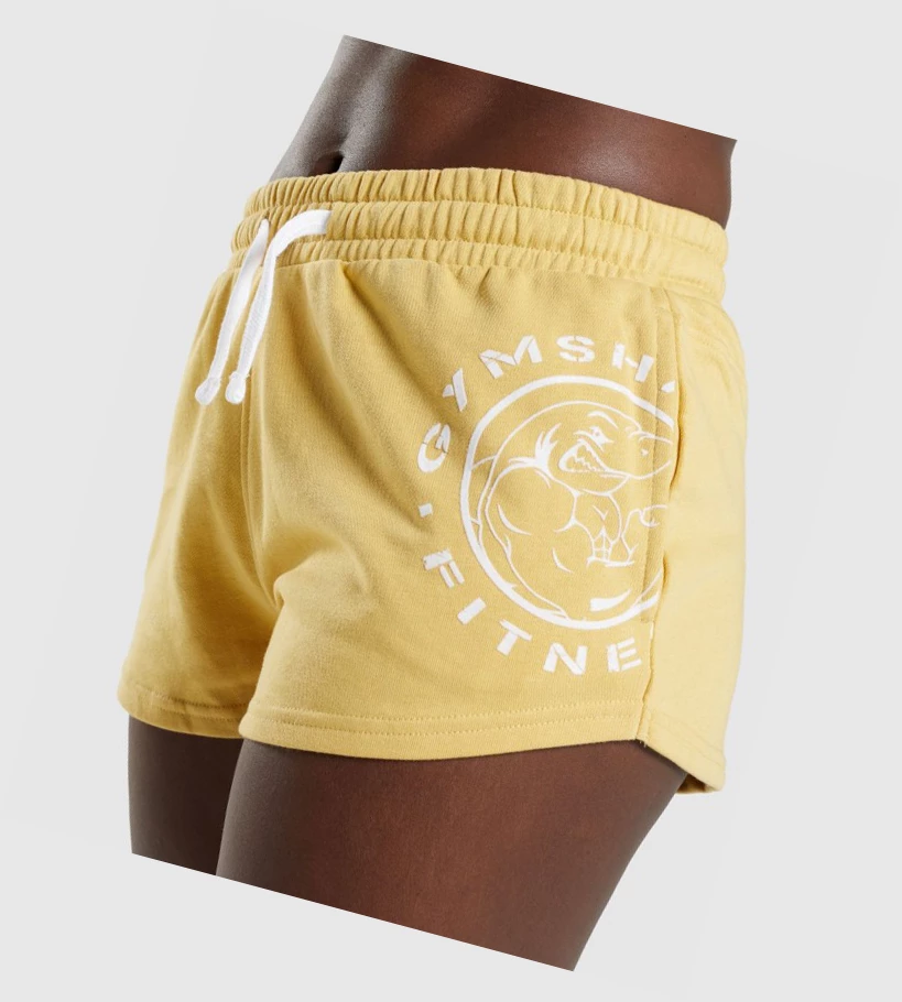 Gymshark Legacy Grafiske Shorts Dame Gul | IXPAYO052