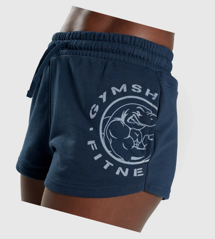 Gymshark Legacy Grafiske Shorts Dame Marineblå | RKZTVC172