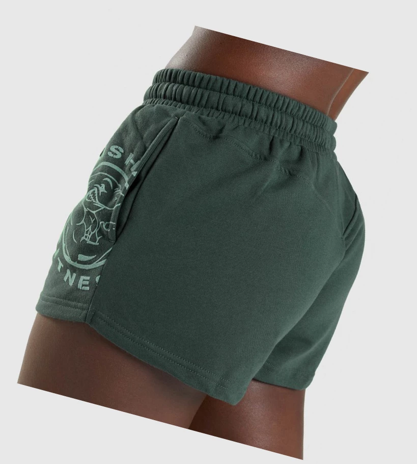 Gymshark Legacy Grafiske Shorts Dame Mørke Grønn | ZTPHRM139