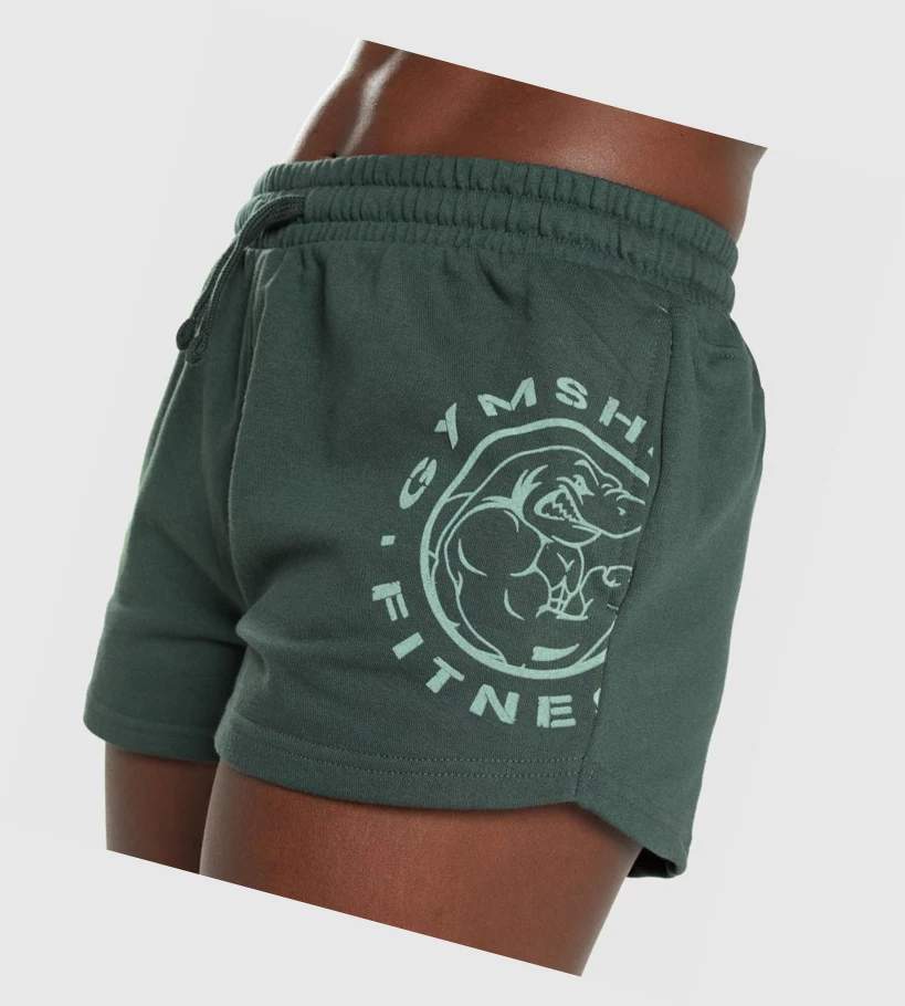 Gymshark Legacy Grafiske Shorts Dame Mørke Grønn | ZTPHRM139