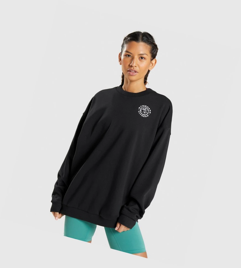 Gymshark Legacy Grafiske Sweatshirt Klær Dame Svarte | IHGVYN837