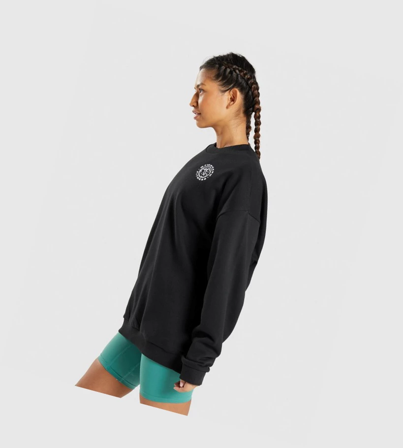 Gymshark Legacy Grafiske Sweatshirt Klær Dame Svarte | IHGVYN837