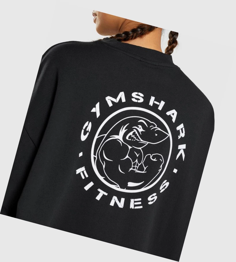 Gymshark Legacy Grafiske Sweatshirt Klær Dame Svarte | IHGVYN837