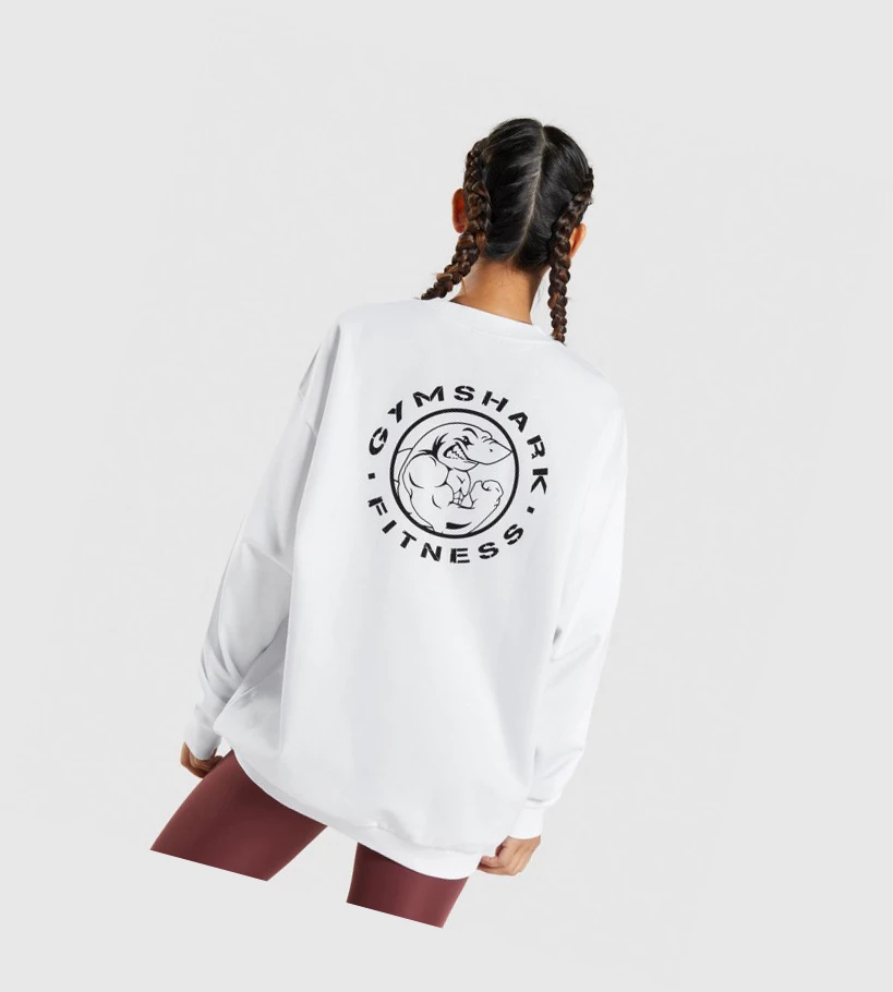 Gymshark Legacy Grafiske Sweatshirt Klær Dame Hvite | KYBCJZ695